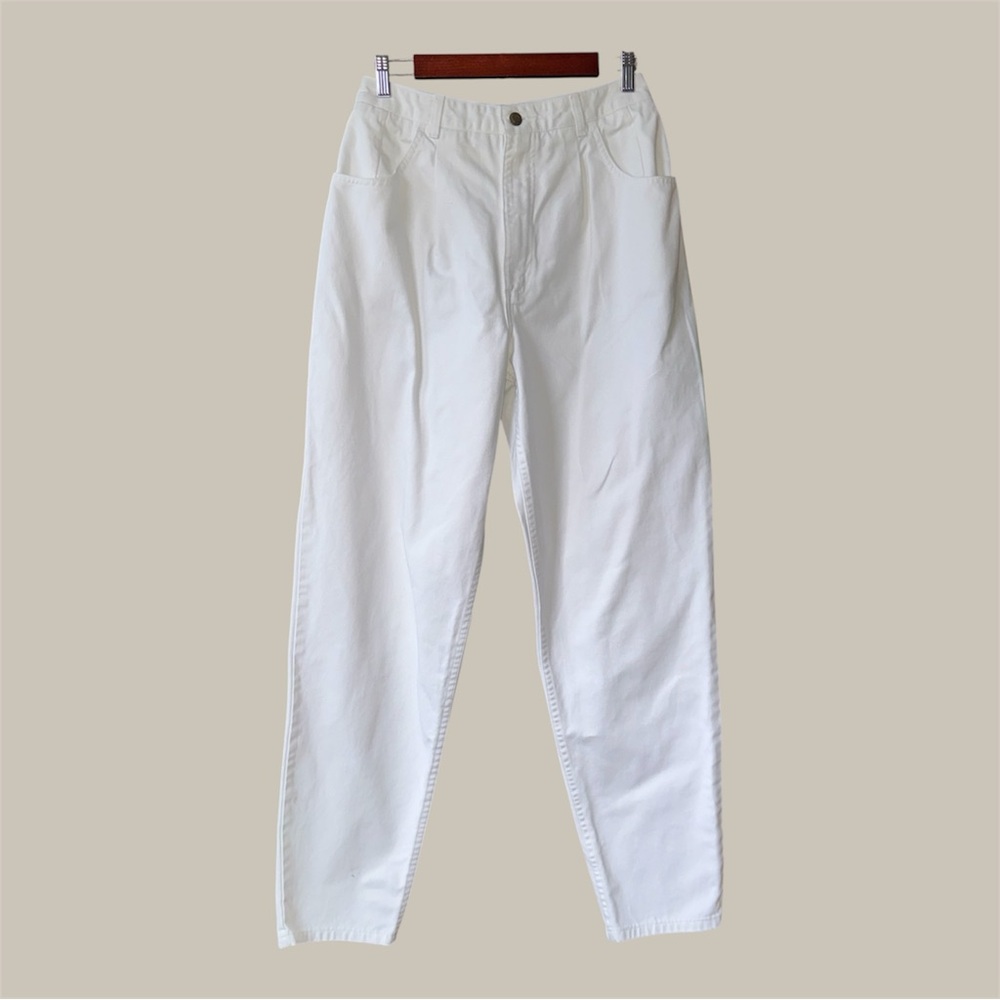 Talbots White High Waist Pleated‎ tapered Jeans Size 10 Long